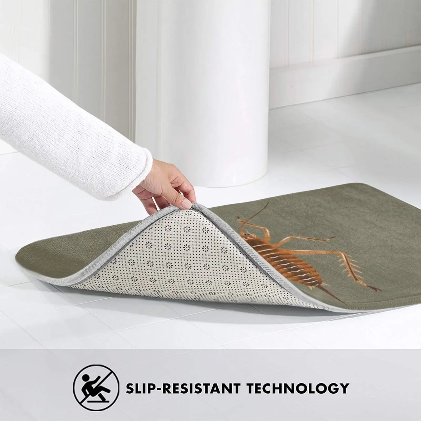 Weta Mat Rug Carpet Anti-Slip Bedroom Entrance Door Cricket Brown Tan New Zealand Nz Kiwi Kiwiana Native Insect | Дом и сад