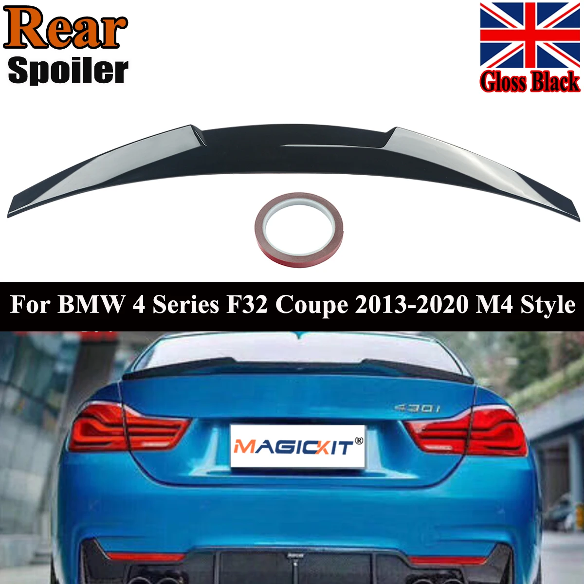 

MagicKit для BMW F32 4 серии 428i 435i 440i 2014-2020 M4 Стиль глянцевый черный спойлер для багажника