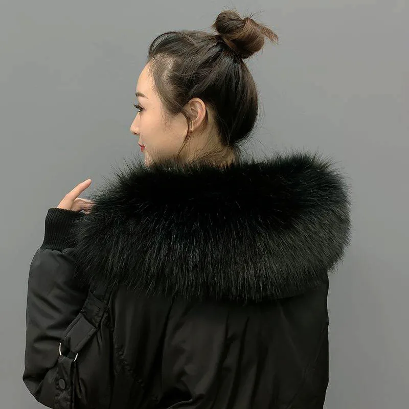 

Новинка воротник из натурального Лисьего меха женский шарф из 100% натурального Лисьего меха Зимний теплый цвет черный