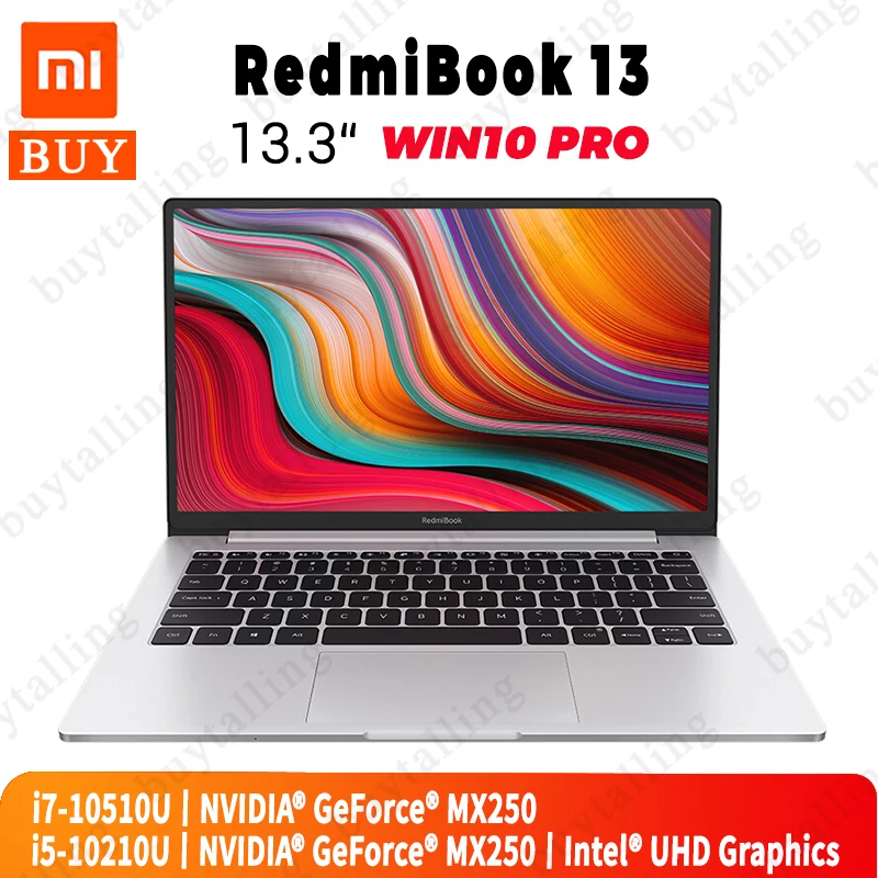 Оригинальный ноутбук Xiaomi RedmiBook 13 3 дюйма четырёхъядерный i7 10510U 8 Гб DDR4 RAM 512 ГБ SSD MX250