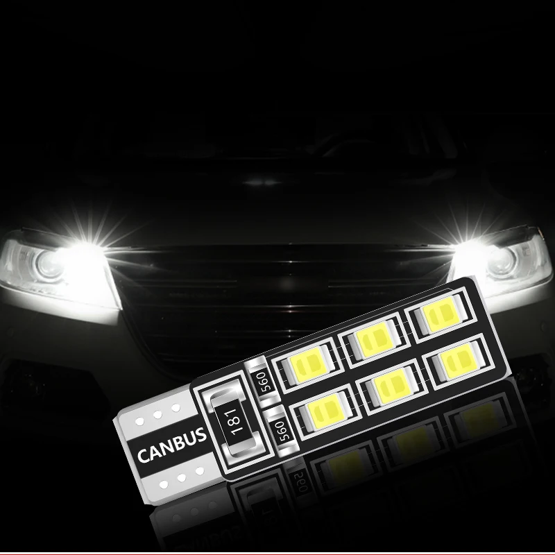 1 шт. T10 W5W Автомобильный светодиодный светильник CANBUS 12 свет 3528 SMD габаритная лампа для чтения 194 168 2825 сигнальная лампа белого цвета 12 В
