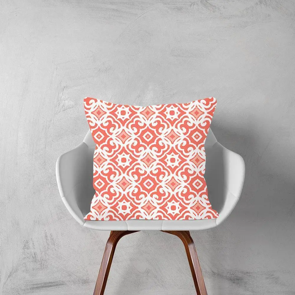 

Coral Red Geometric Decorative Pillow Polyester Cushion Decor Cover Home Pillow Pillowcover Chair Throw Sofa Car E5x2