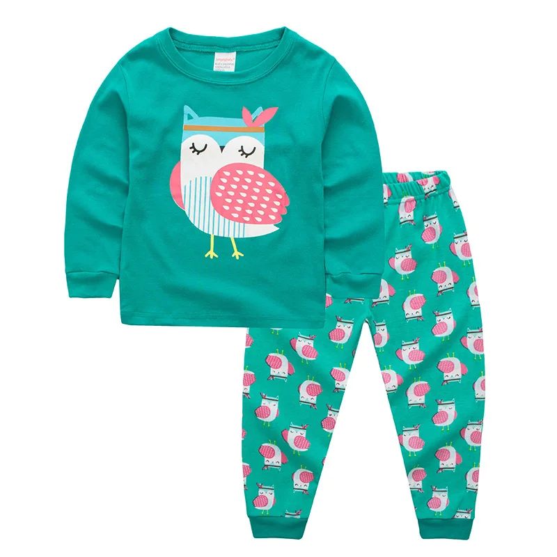 

Children's Pajamas Pyjamas Girl Night Suit For Girls Long Sleeve Cotton Home Clothes Owl Cartoon 2-7y