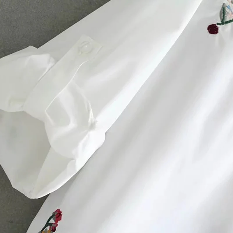 Женская блузка с вышивкой в китайском стиле деловая модная Свободная рубашка