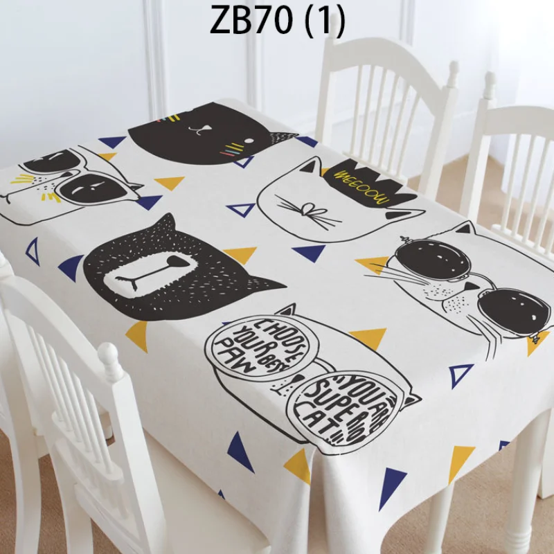 Кошачий рисунок. Водонепроницаемая прямоугольная скатерть. День рождения. Декор для дома. Для кухонного стола. Покрытие. Пикник. Одеяло.