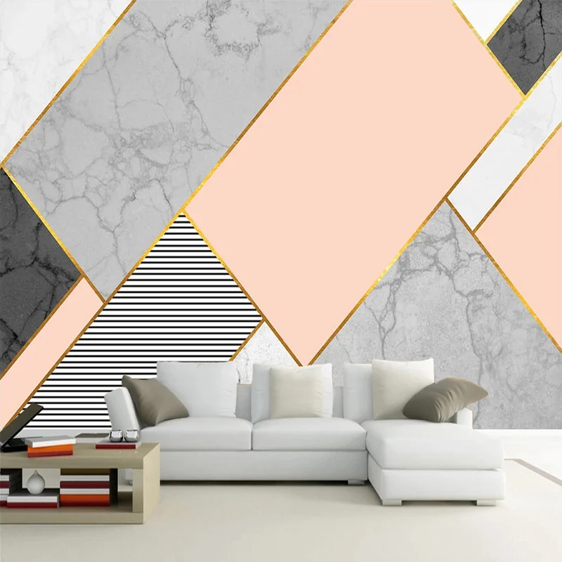 3D фотобумага на заказ современный розовый геометрический мраморный фон