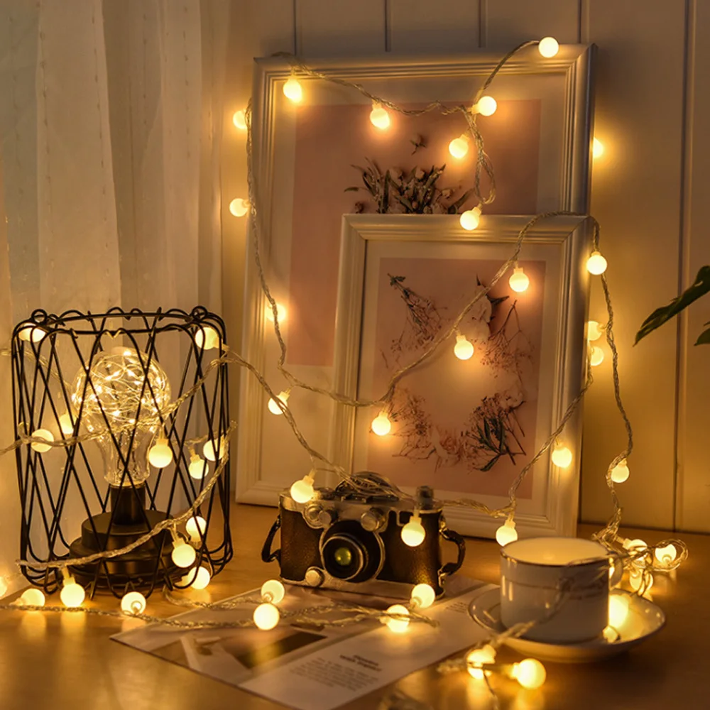 2 м/10 м шаровой светодиодный струнный светильник 50LED 80LED цепочка Сказочный s
