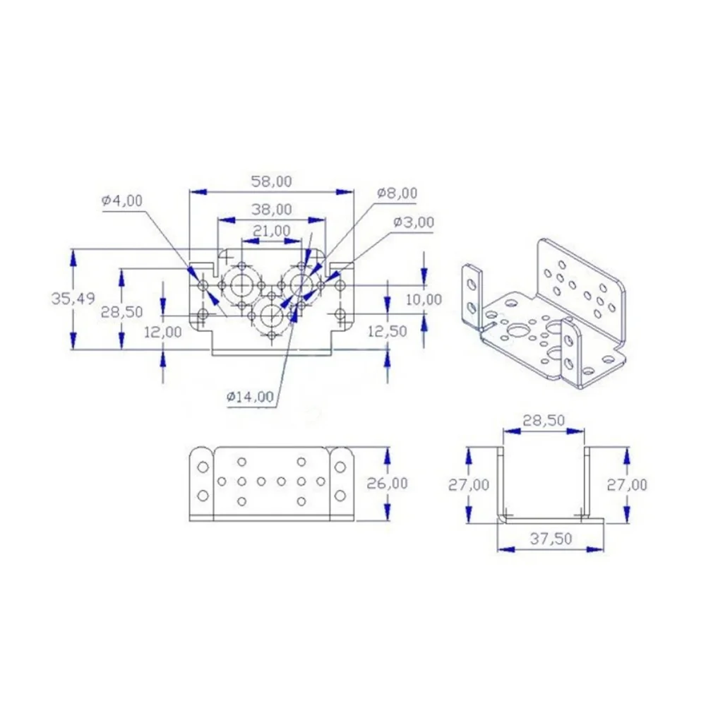 5Pcs Aluminum Multifunction Servo Bracket Steering Head for MG995 MG996R S3003 Robot Manipulator | Электроника
