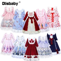 summer spanish vintage dress for girls lace floral princess tutu dress kids japanese lolita costume cute clothes for teen girls