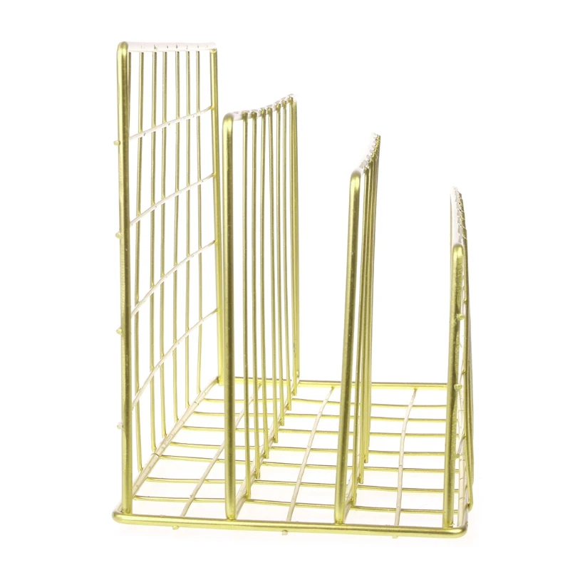 Grid Wrought Iron Desktop Storage Rack Bookshelf Magazine File Organizer Holder 32CB |