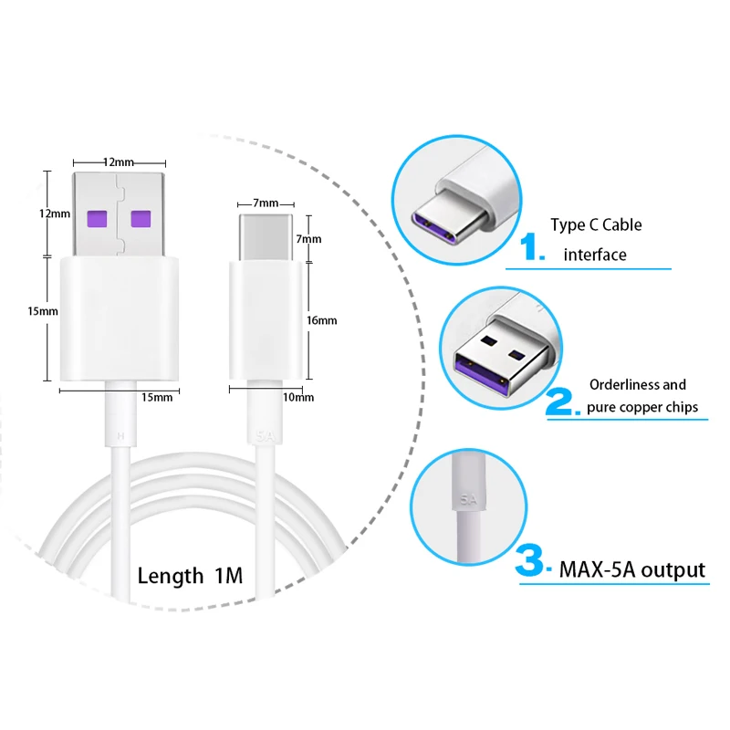 USB 5A Type C кабель для Huawei P30 P20 Pro lite Mate20 10 P10 рlus 3 1 оригинальный Supercharge супер зарядного