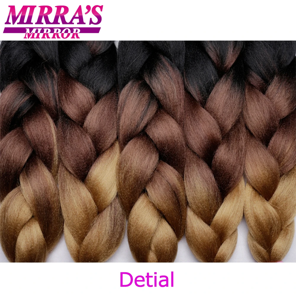 Mirra's Mirror 5 шт., 3 тона, Омбре, огромные косички, волосы для плетения, коричневые синтетические волосы для наращивания, Омбре, вязанные крючком волосы, 24 дюйма, 100 г