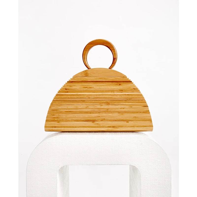 Винтажная полукруглая бамбуковая плетеная дамская сумочка, круглая бамбуковая соломенная сумка с ручками, Пляжная плетеная дамская сумка, ... от AliExpress RU&CIS NEW