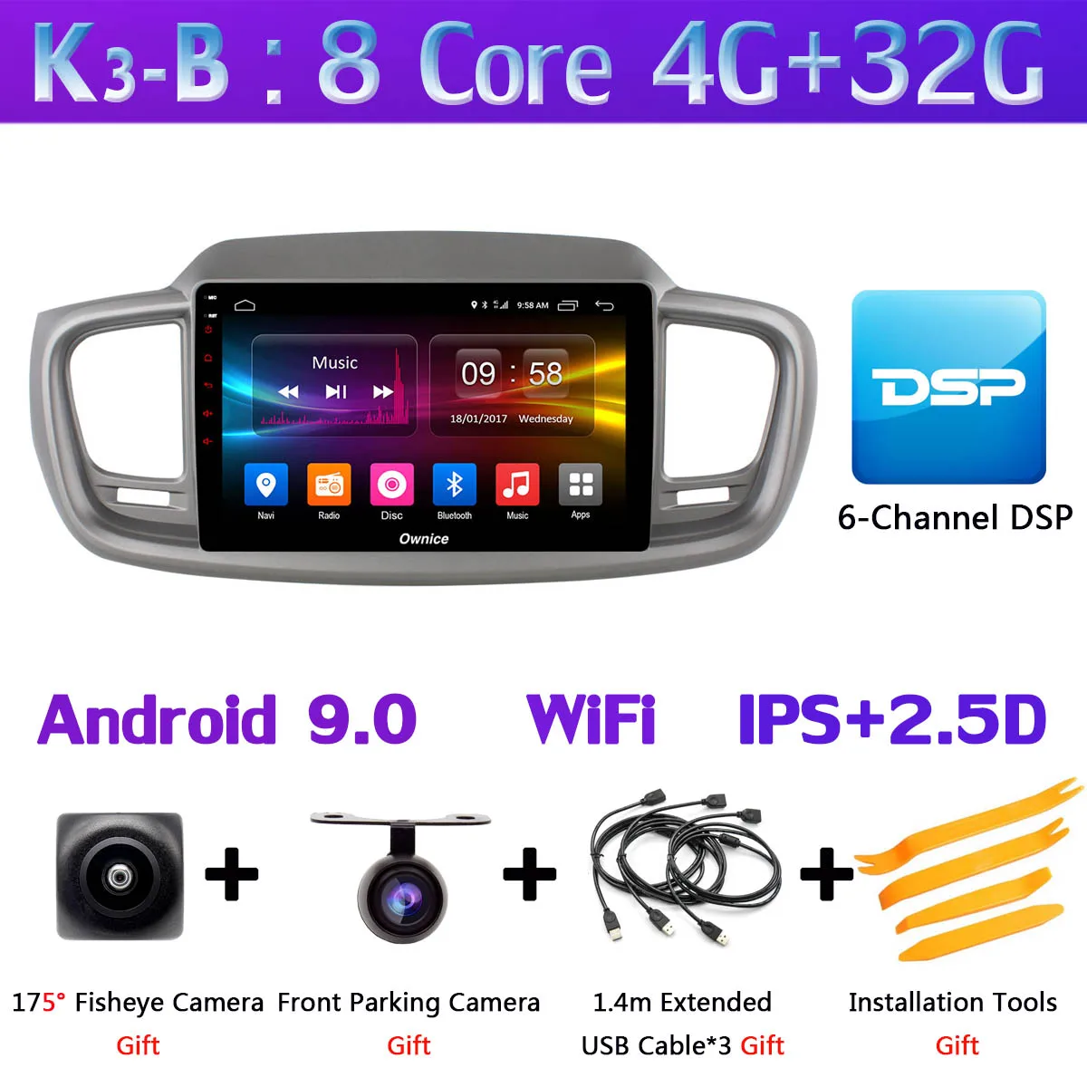 360°Pano ram ic камера Android 9,0 8 ядерный 4G ram+ 64G rom автомобильный DVD для Kia Sorento 3 Prime LHD gps радио - Цвет: K3-B
