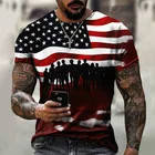 Футболка мужская оверсайз с принтом и коротким рукавом, Повседневная рубашка с американским флагом и 3D принтом, уличная одежда в патриотском стиле США
