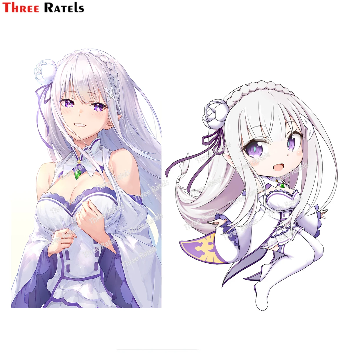 

Three Ratels H150 Emilia Re Zero Kara Hajimeru Isekai Seikatsu Sticker For BMV E60 Car Stickers IDM Anime Decals External