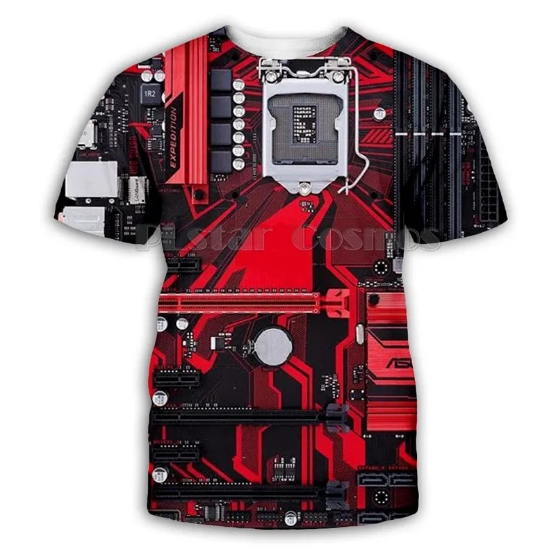 

2021 new electronic chip hip-hop shirt 3D full-print t-shirt summer short-sleeved t-shirt Harajuku punk style unisex top Graphic