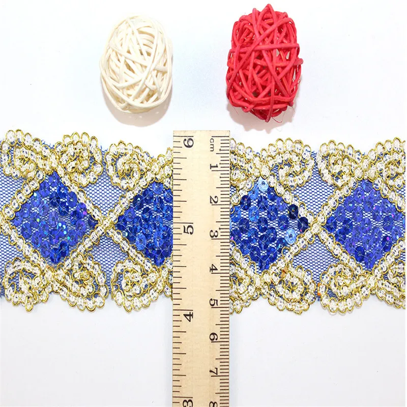 Оптовая продажа 15 ярдов/партия золотые блестки кружевная лента Женский текстиль