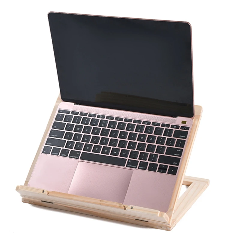 

Wooden Cook Book Stand Reading Book Recipe Holder with Page Paper Clips Foldable Station for Tablets Cell Phones
