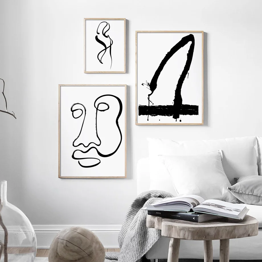 Настенная живопись на холсте черно белые абстрактные скандинавские постеры и