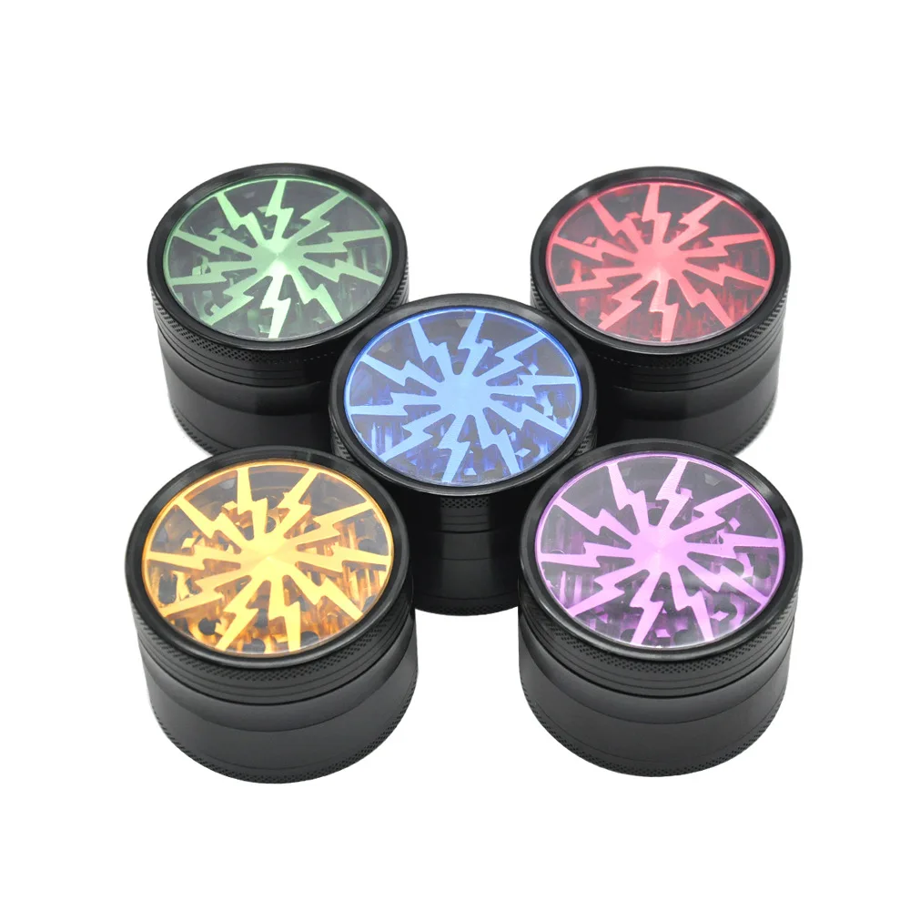 

5pcs Powerful lightning-shaped four-layer smoked herbal grinder tobacco grinding tobacco leaf lightning Tobacco grinder Round