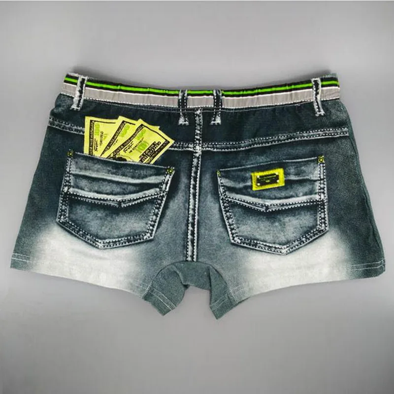 

JODIMITTY Men 3D Jeans Print Boxers Fashion Sexy Breathable Underwear Casual High Elastic Soft Thin Comfortable Short Pants