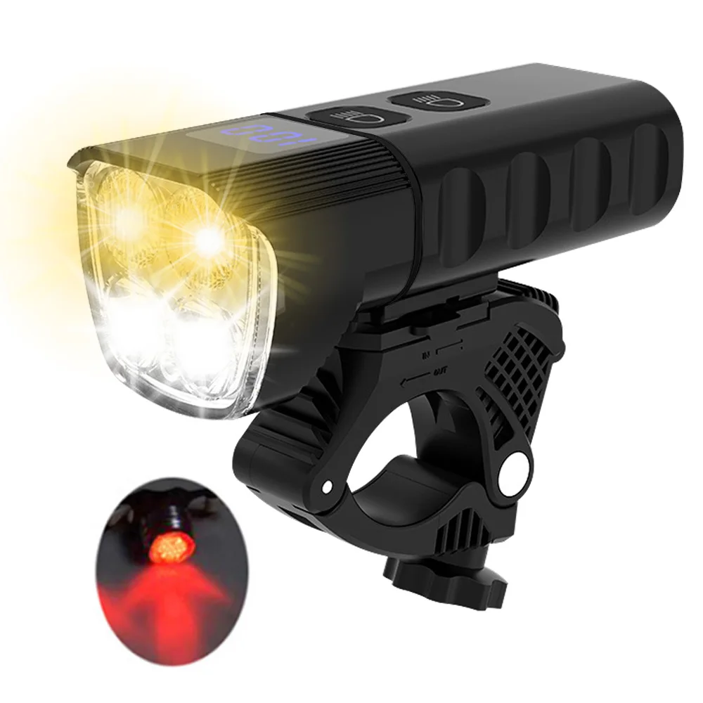 

Bicycle Light Set Built-in NCR18650 Battery 6400mAh As Power Bank Bike Lights USB Charging Headlight (Taillight optional)