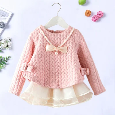 Детское вечерние нее платье для девочек весенне-осеннее модное однотонное