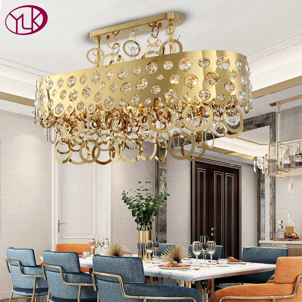 Youlaike Роскошная Современная хрустальная люстра для столовой овальная