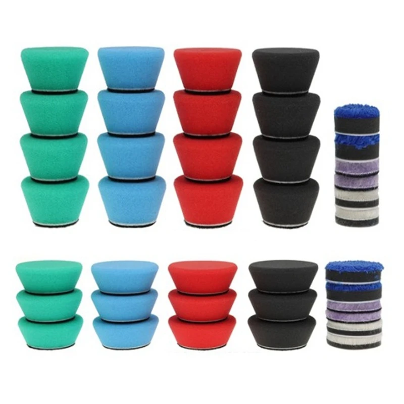 

1 дюйм, 2 дюйма, набор губки для полировки, грубой, средний и тонкий, подходит для полировальной машины, губки RO/DA