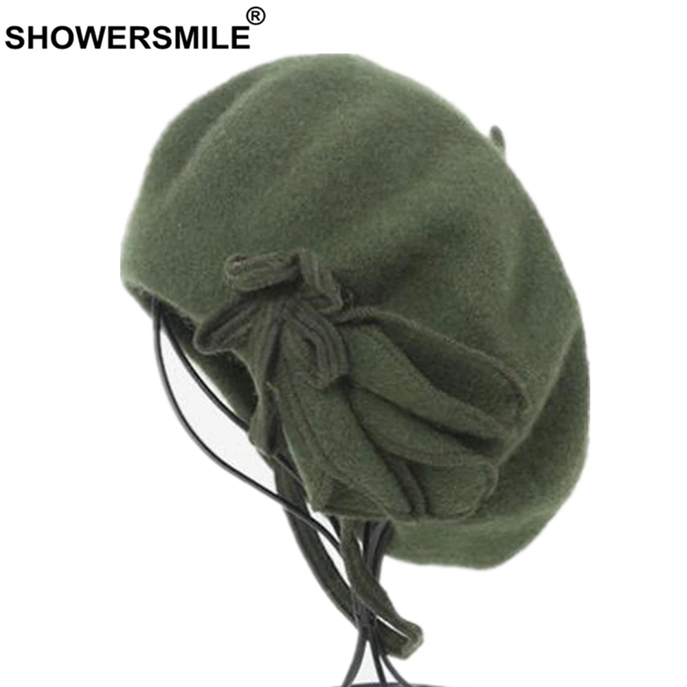 Шерстяные береты SHOWERSMILE женские шапки красные французские Женские винтажные