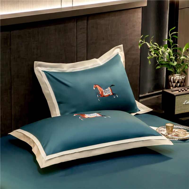 Комплект постельного белья из 4 предметов египетского хлопка с вышивкой | Дом и