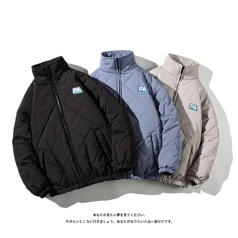 

2021New Men's Winter Jackets Windbreaker Thick Warm Stand Collar Parka Hip Hop Solid Color Quality Cotton Padded Jacket