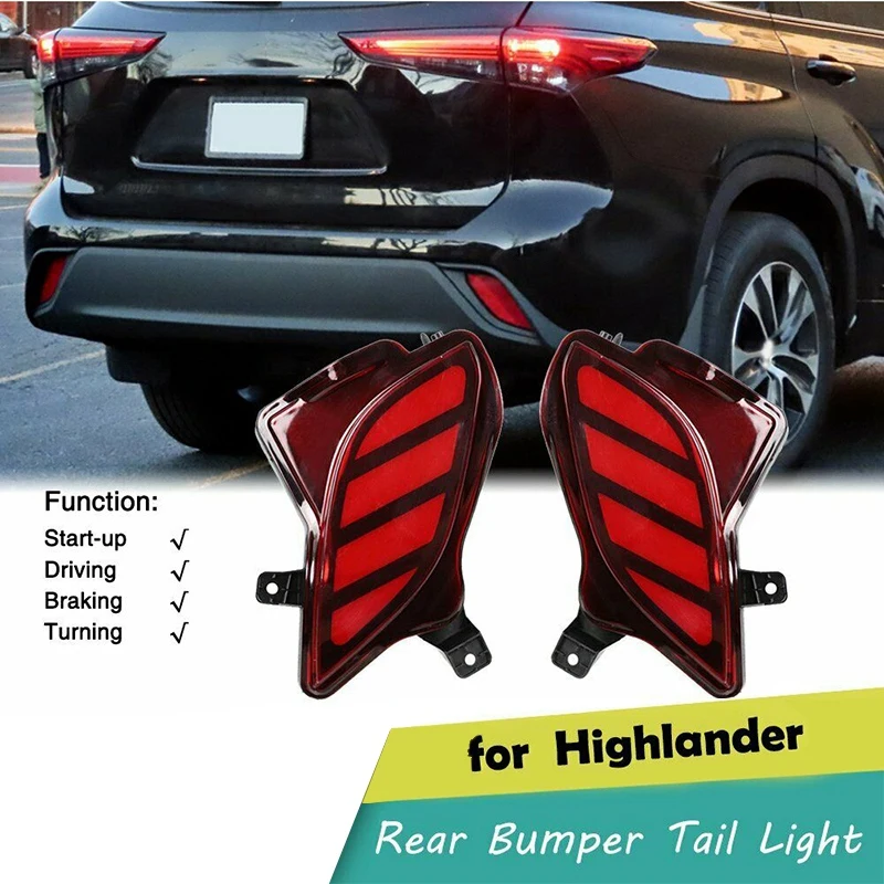 

Car LED Rear Bumper Fog Lights Brake Lights Turn Lights for Toyota Highlander 2020