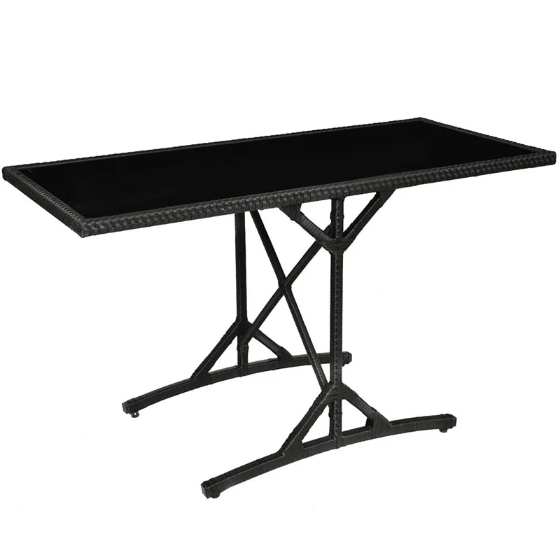 Набор из 3 предметов черный ротанговый стол с подушками стеклянный верх прочный