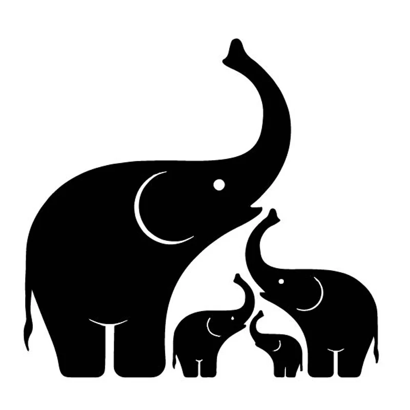 

VINYLCute Elephant Family Cartoon Car Sticker Body Refrigerator Laptop Decoration Accessories Quality Waterproof Auto Decal