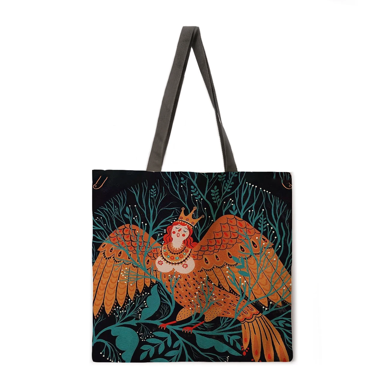 

Cold Mountain Animal Tote Bag Shoulder Bag Linen Fabric Casual Tote Bag Foldable Shopping Bag Reusable Beach Bag