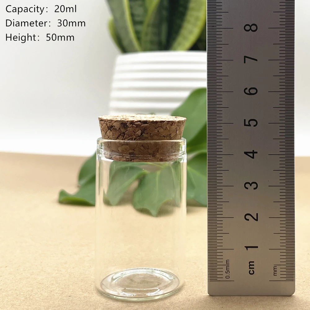 

24 piece 30*50mm 20ml Corks Glass Bottle Spicy Storage Small Bottle Container Mini Glass Jars Vials DIY Simple Practical Craft