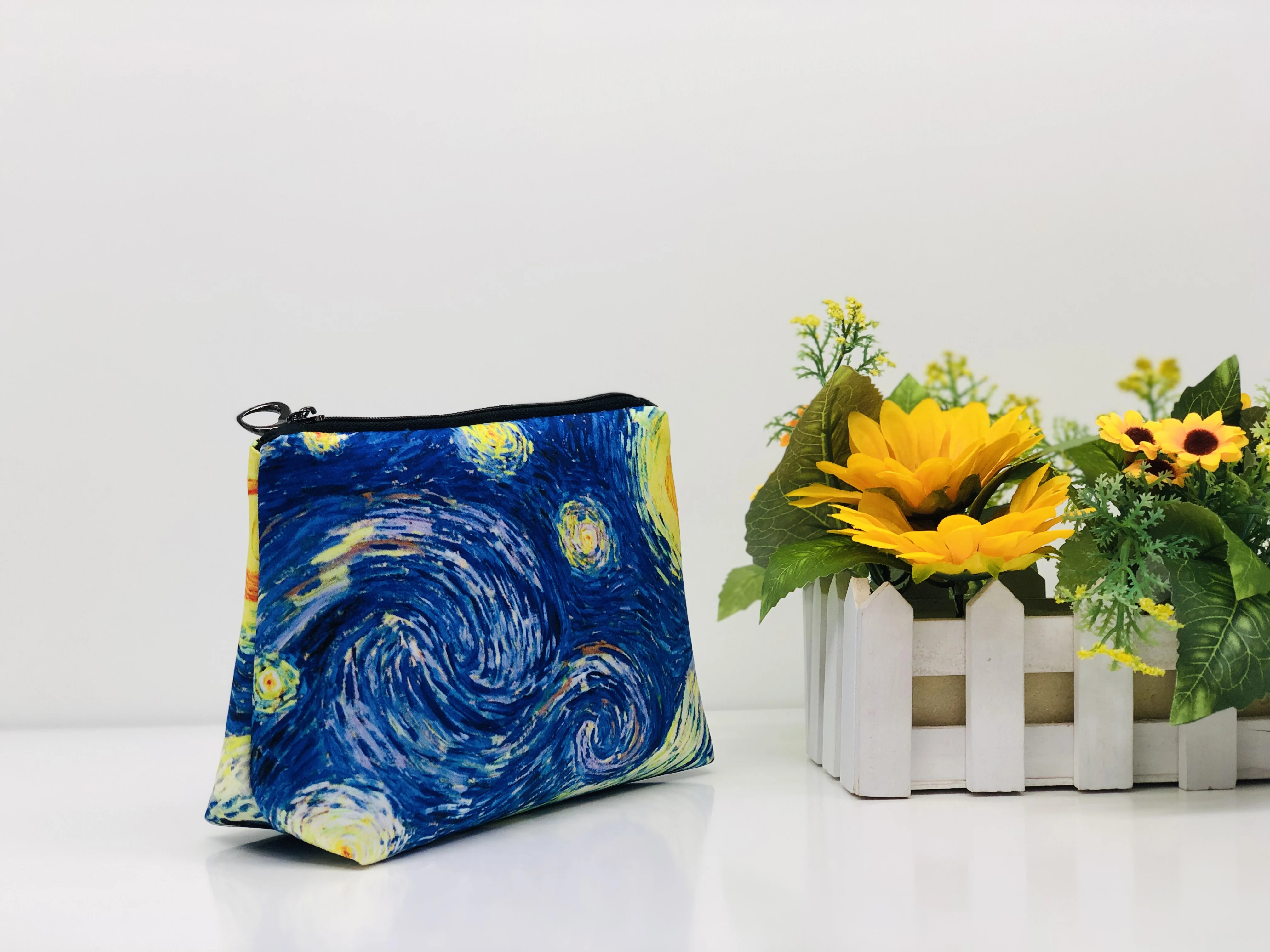

Van Gogh series art painting fashion Wide bottom cosmetic bag women gift set customized products storage bag