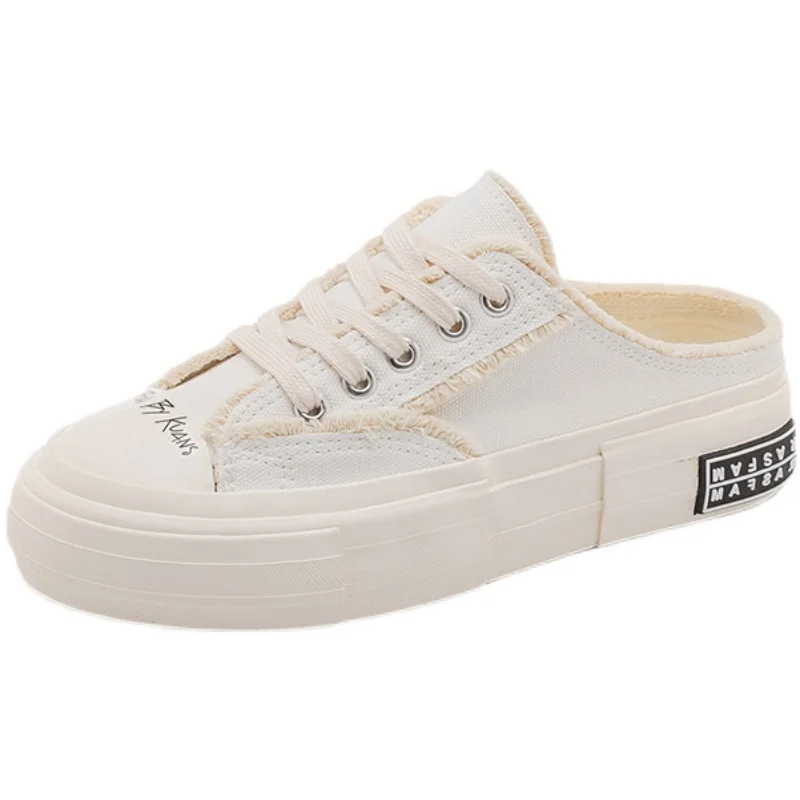 Женские холщовые кроссовки белые или черные однотонные на толстой подошве для