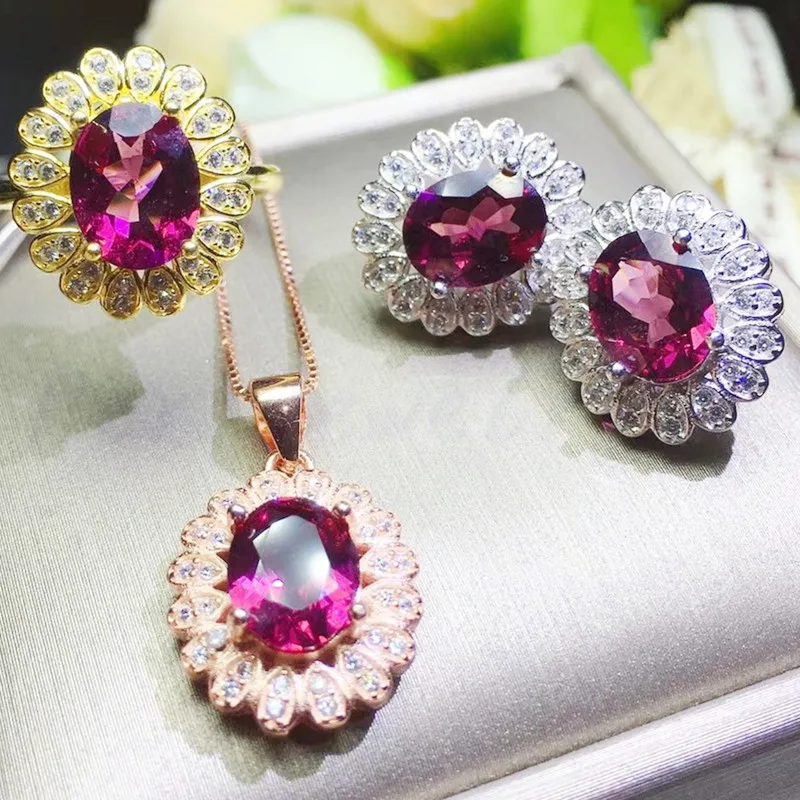 Натуральный пироп комплект ювелирных изделий за ювелирное изделие бесплатная