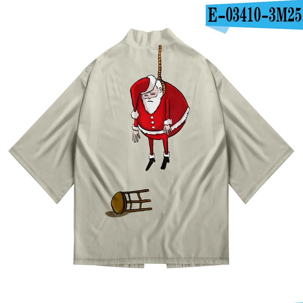 

New 3D Printing Christmas Santa Claus Japanese Kimono Haori Yukata Women/Mens Fashion Casual Cool Short Sleeve Cardigan