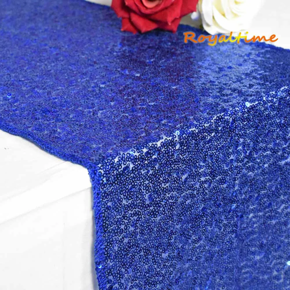 Royal Blue 30x180cm Christmas Green/Fuchsia/Burgundy/Rose Gold Sequin table runner for Party table cloth Weddings Decoration Table Runners - Цвет: Royal Blue