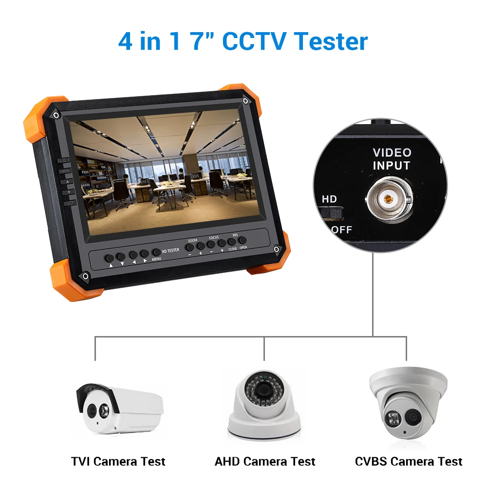 4 в 1 тестер систем Скрытого видеонаблюдения с дисплеем 7 дюймов 4K 1080P IPC камера CVBS