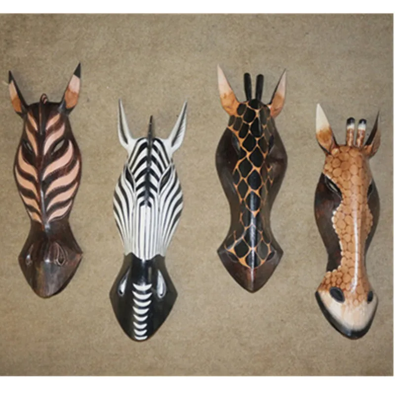 Современные Настенные Подвески с головой зебры жирафа резьба по дереву Юго