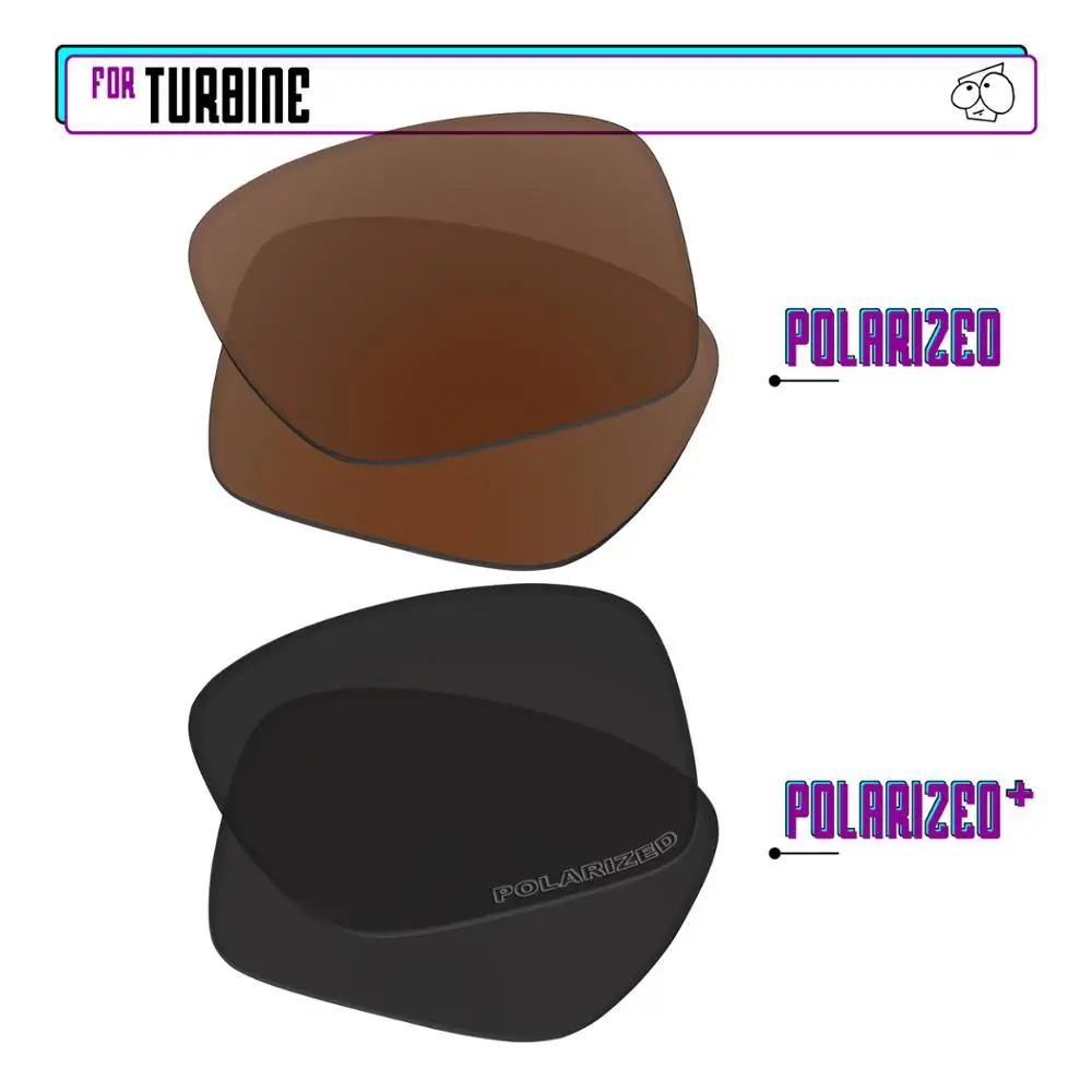 EZReplace Polarized Replacement Lenses for - Oakley Turbine Sunglasses - Black P Plus-Brown P