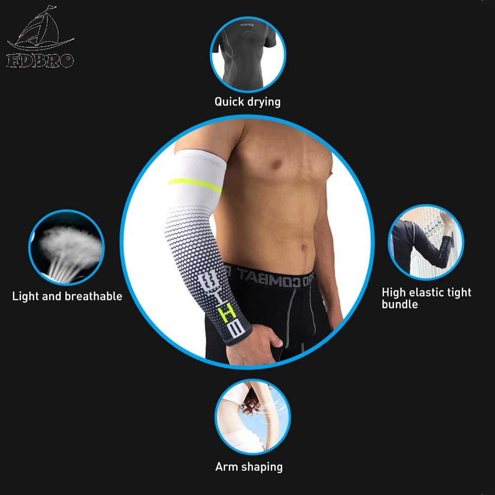 FDBRO 2 Pcs/lot Arm Sleeves Cycling Fishing Sport Sun UV Protective Cuff Basketball Warmer Manguitos Ciclismo Brazo Hombre | Спорт и