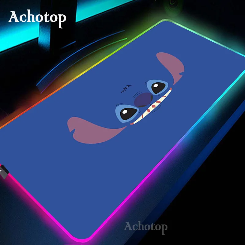 

Игровой коврик для мыши Stitch RGB, цветной светящийся коврик большого размера для ПК, настольного компьютера, со светодиодсветильник кой в стил...