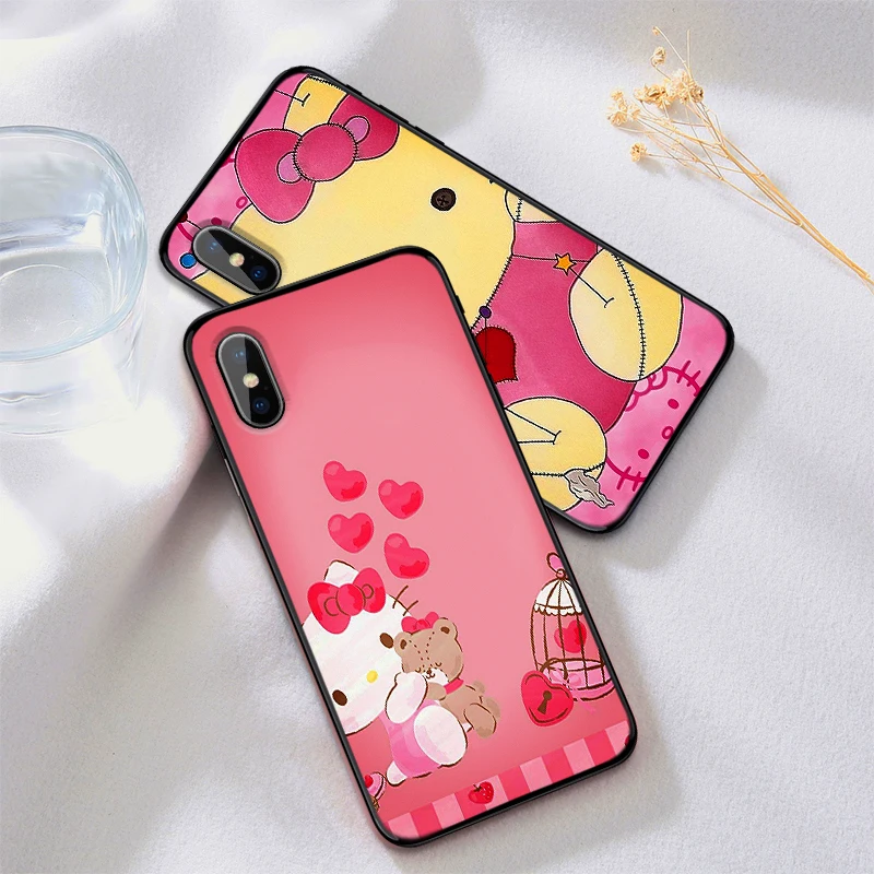 Милый hello cat Мягкий чехол из ТПУ для Apple iPhone X XR XS MAX 5 5S 5C SE 6 S 7 8 Plus ipod touch силиконовый |
