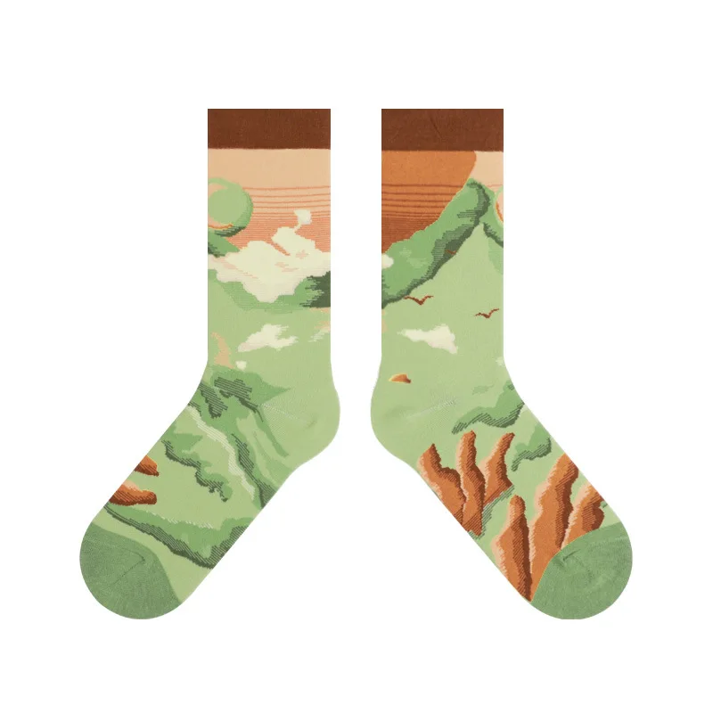 

Nice Cool Crew Art Socks Coastal Desert West Sunset Darkness Dark Night Fall Weather Artistic Street Fashion Bird Valley Plain